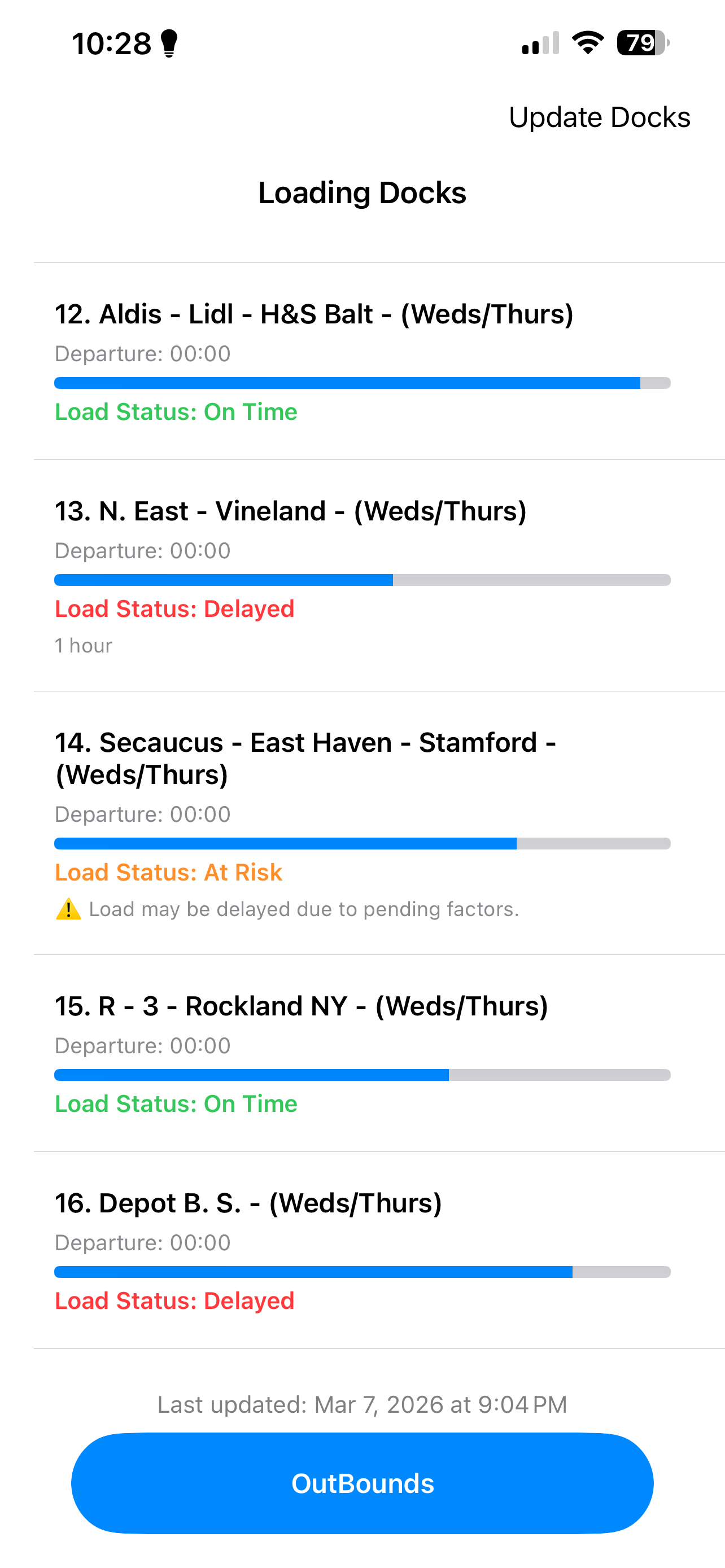 Rite Assistant loading docks interface